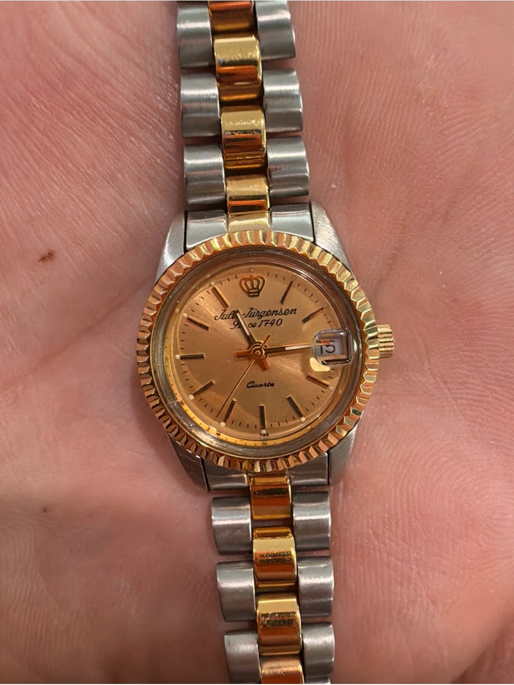 Two-Tone Ladies Wristwatch with Crown Logo